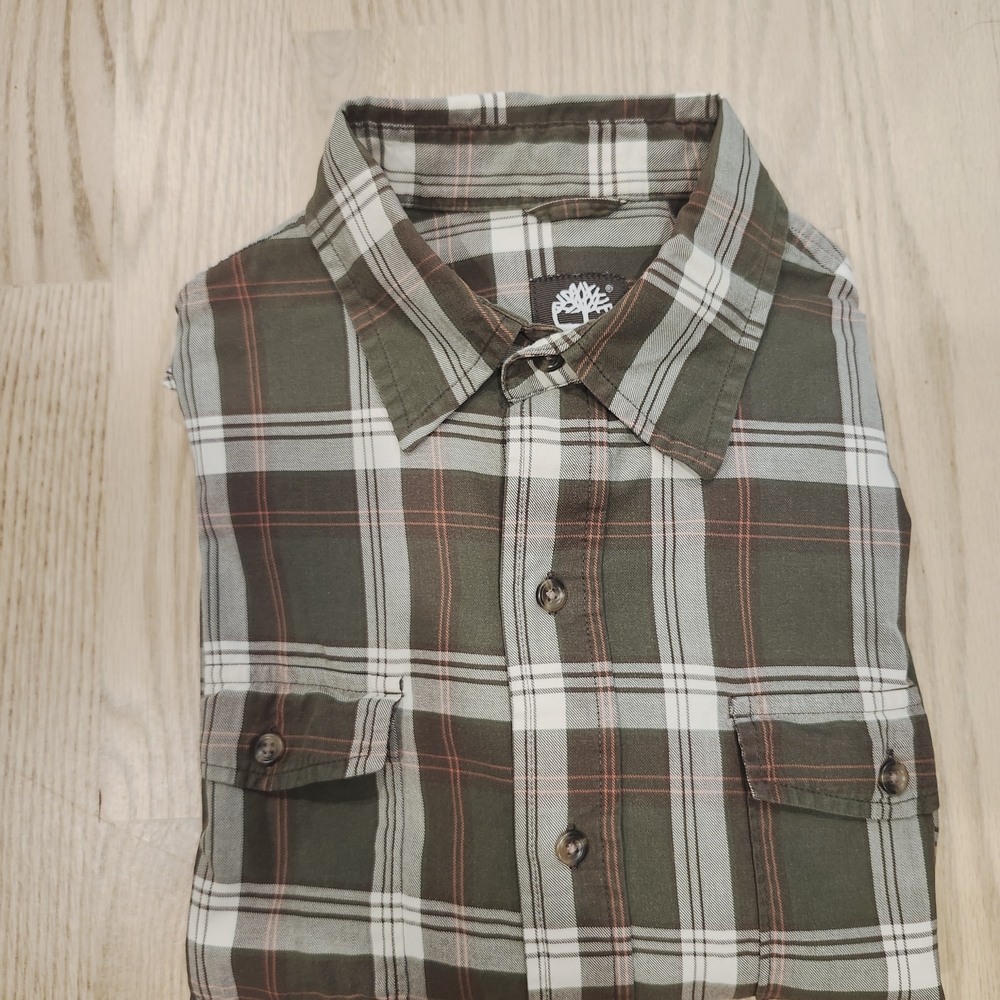 Timberland Men's Plaid Shirt in Green and Brown
